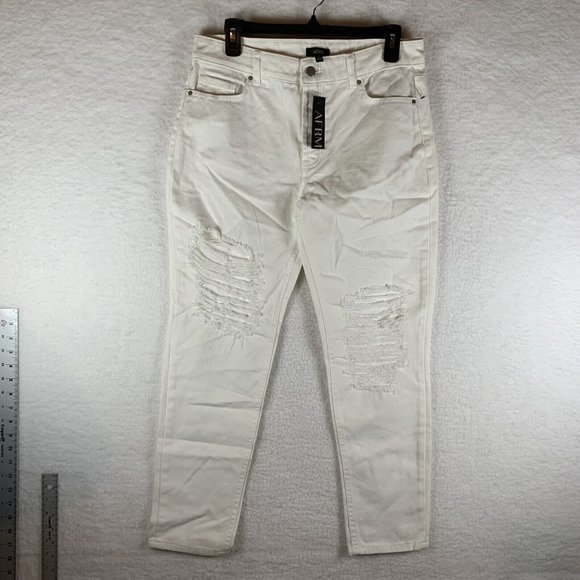 AFRM Denim Ankle Jeans Women's Size 27 White Mid Rise Distressed Cotton 6371‎ - Picture 1 of 9